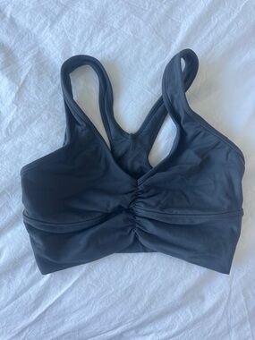 Alo Black Sports Bra with Ruched Front - Women Intimates